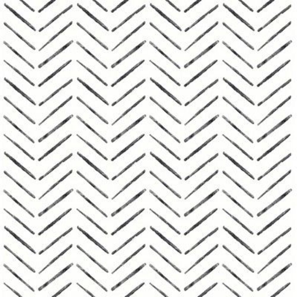 NuWallpaper -  Black Chevron 216"x20.5" Peel and Stic Black